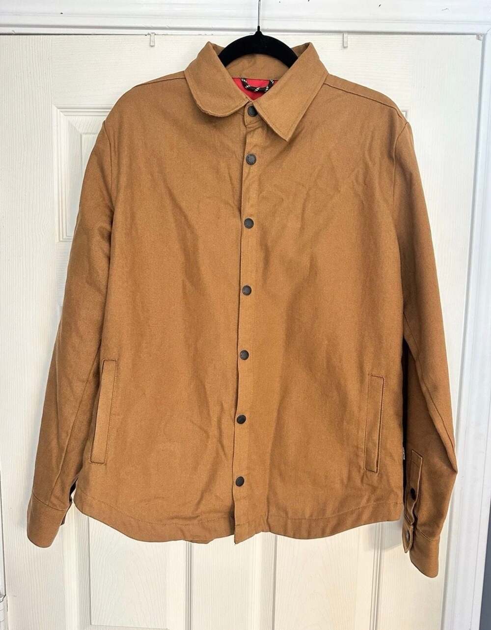 Fayettechill Men's Size M Brown Cotton Snap Button Coach Workwear Jacket